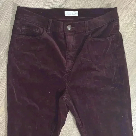 LOFT Burgundy Velvet Slim Pants Size 12P - Picture 8 of 8